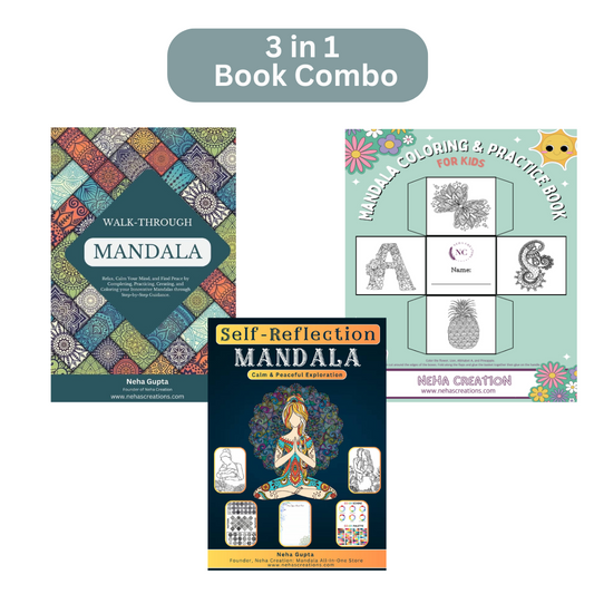 Elegant Mandala book with intricate patterns – perfect for corporate gifting. Collection of Mandala books displayed as Diwali gift sets for corporate clients. Employee coloring a Mandala design to relax and de-stress.