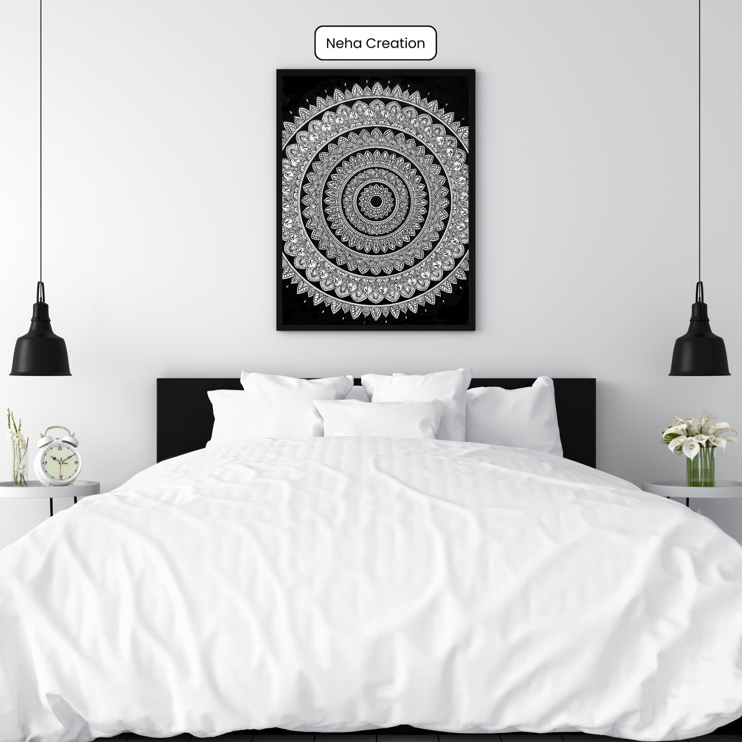 Black & White Beauty intricate mandala