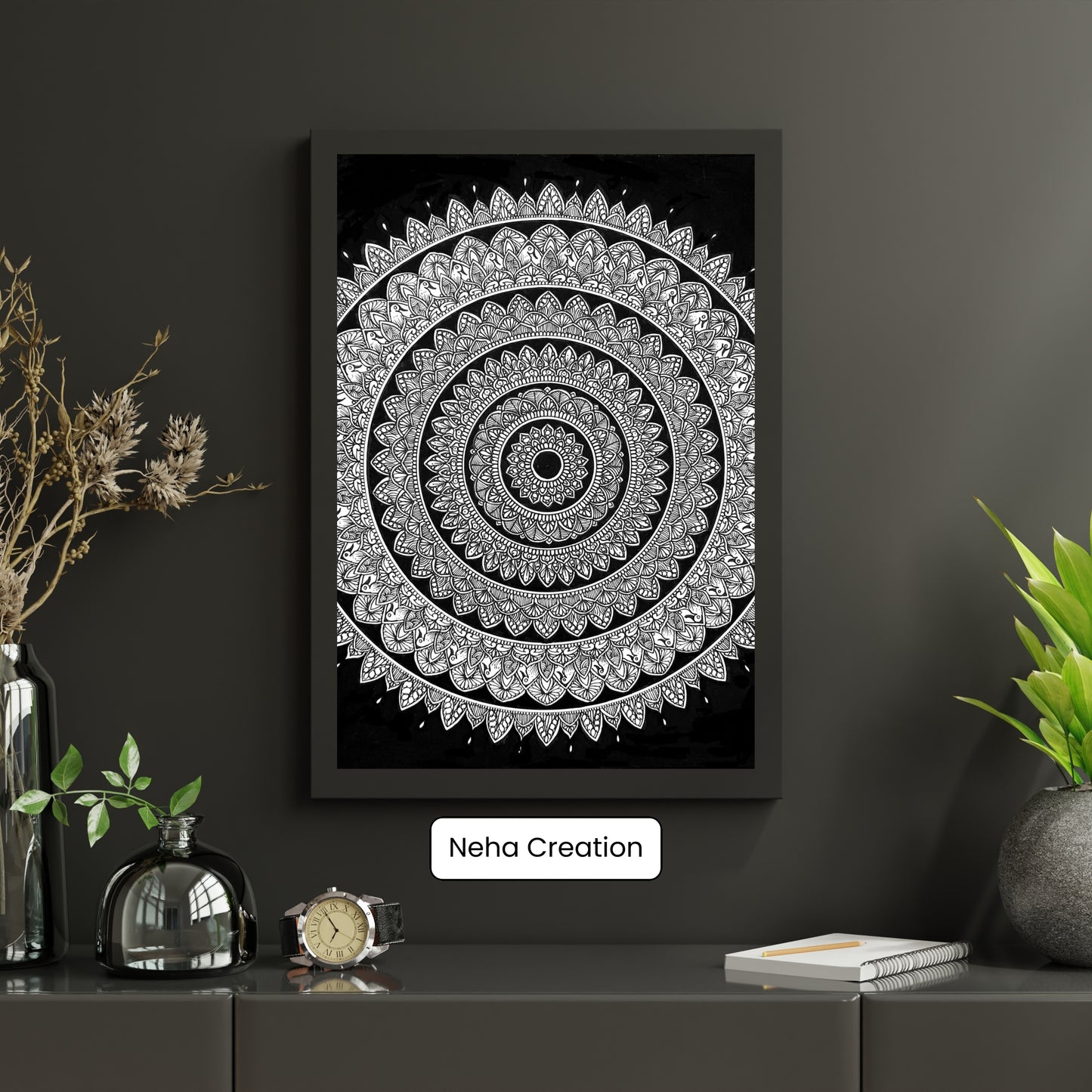 Black & White Beauty intricate mandala
