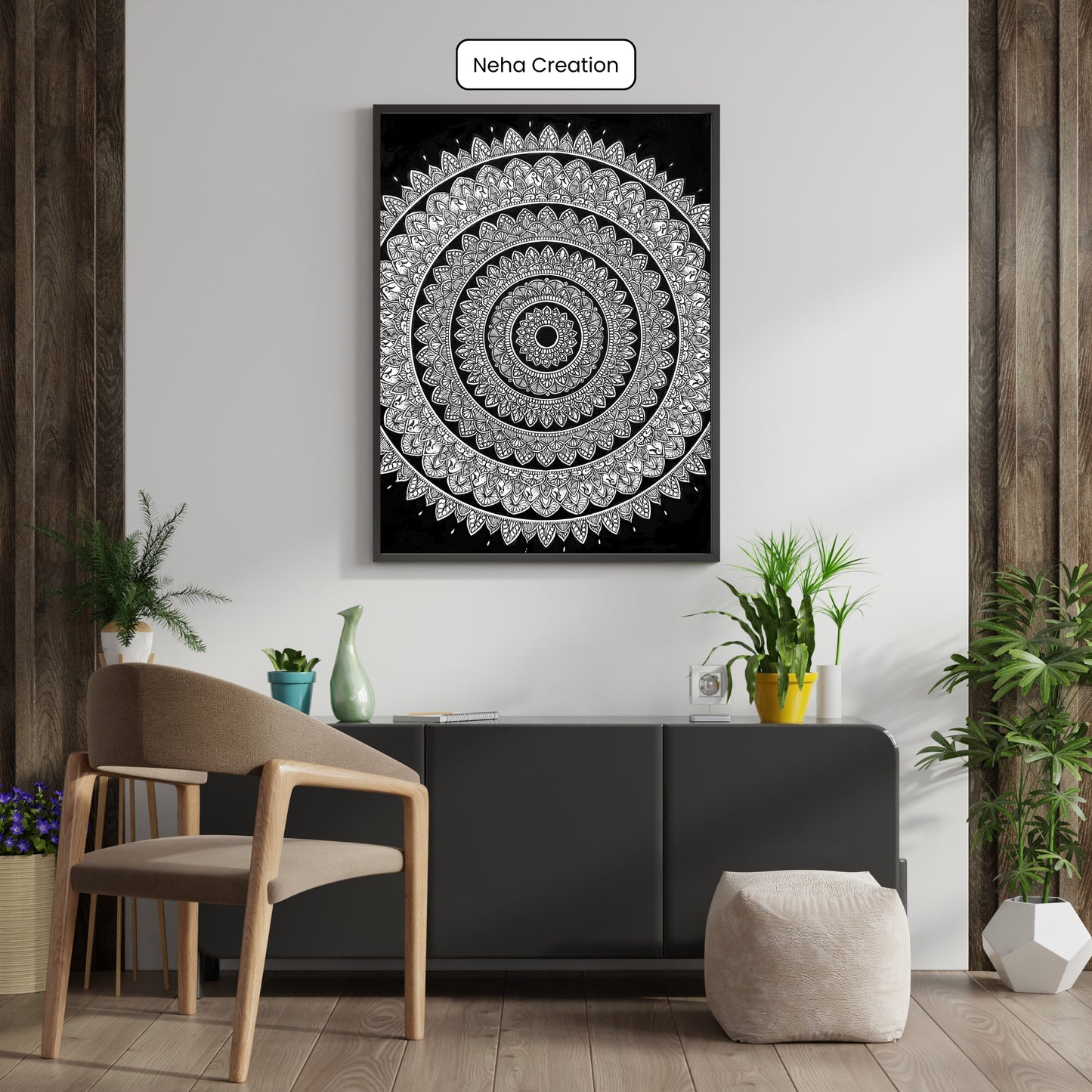 Black & White Beauty intricate mandala