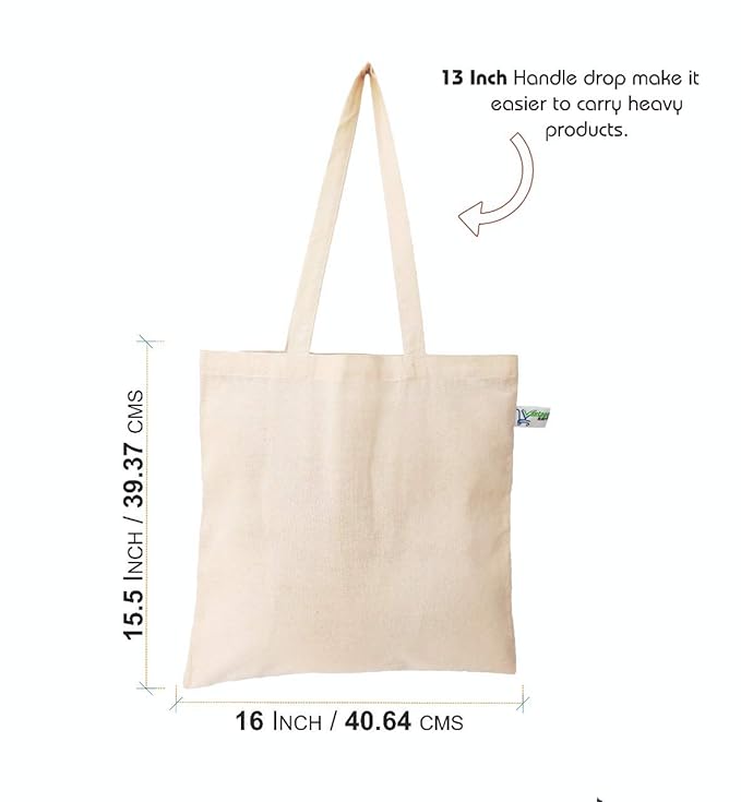 VantageKart Natural Cotton Tote Bags (Set Of 2) – Heavy Duty, Biodegradable Grocery & Shopping Bags