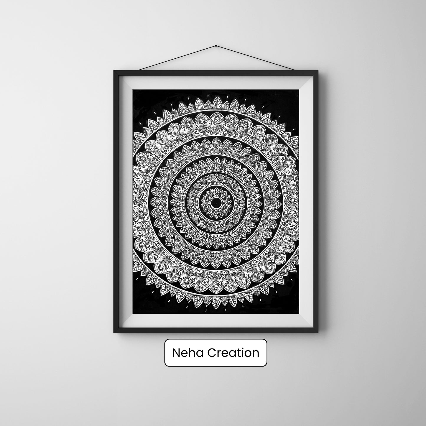 Black & White Beauty intricate mandala