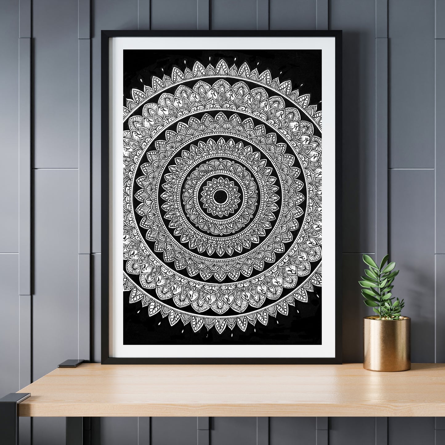 Black & White Beauty intricate mandala