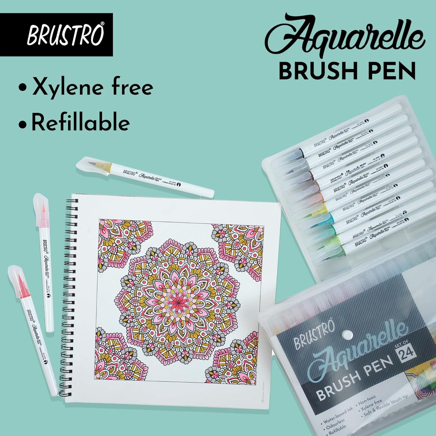 Aquarelle Brush Pen Set of 24 - Neha Creation: Mandala All-in-one Store
