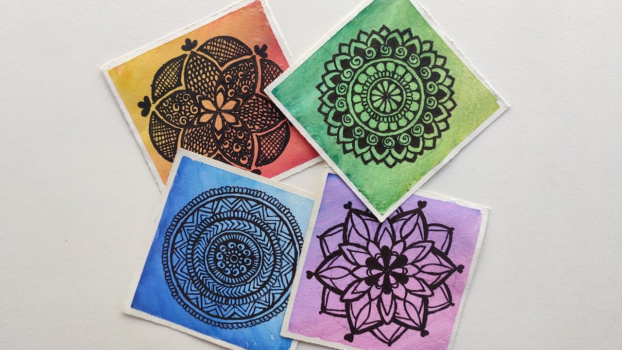 Mandala art Square Ivory Paper set of 20