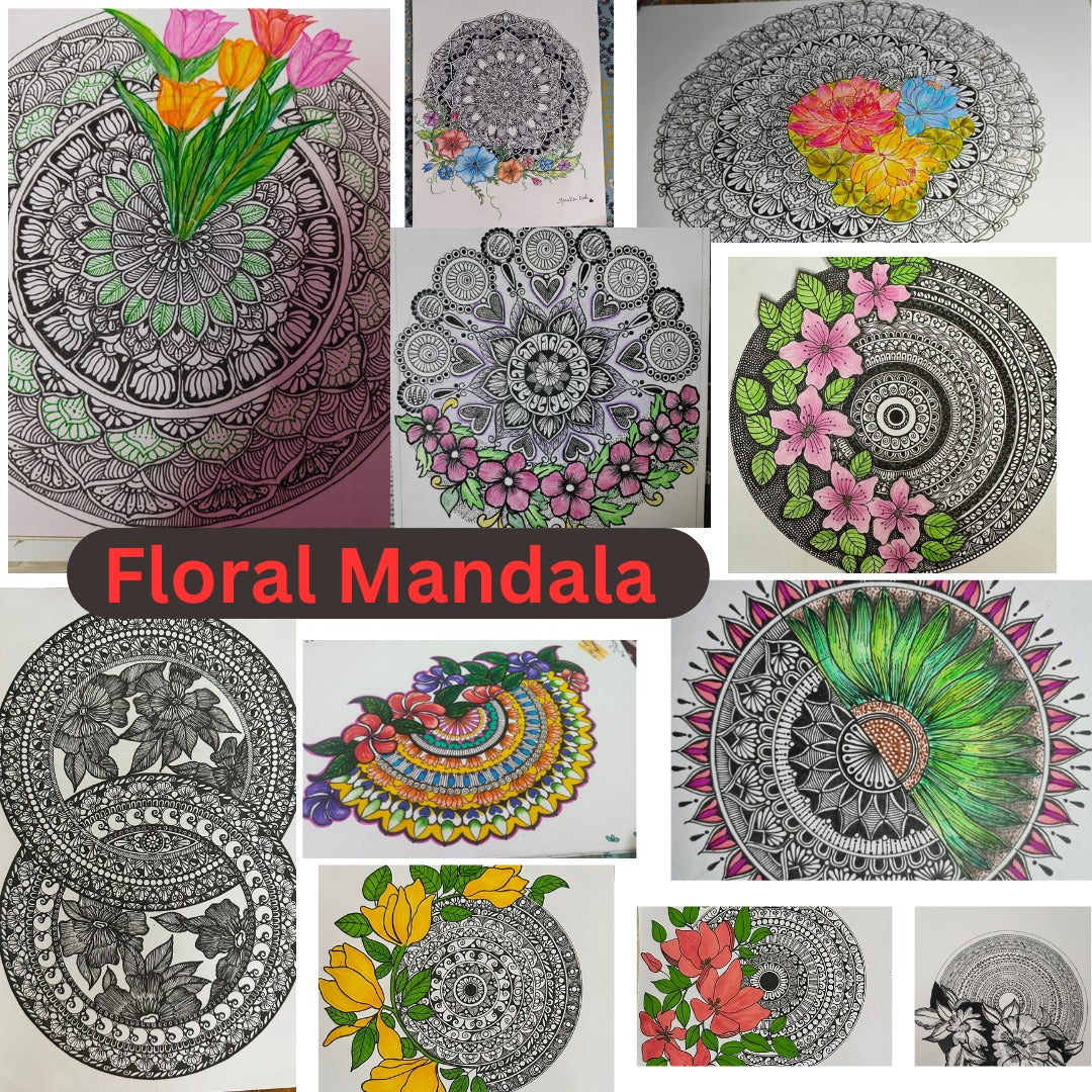 International student learning mandala art online through live and recorded mandala certification course from India