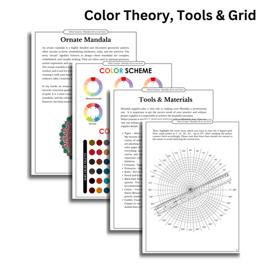 Practice sheets for creating a mandala design.