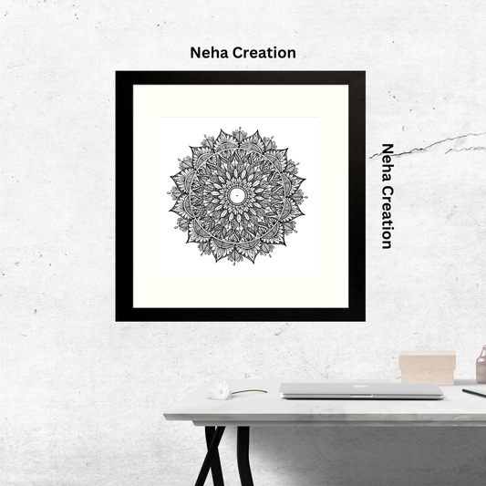 A mandala painting affixed on the wall.