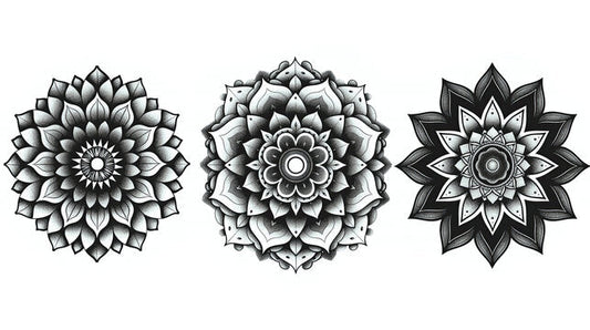 Three dot work mandala designs.