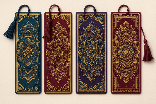 Four bookmarks with mandala design.
