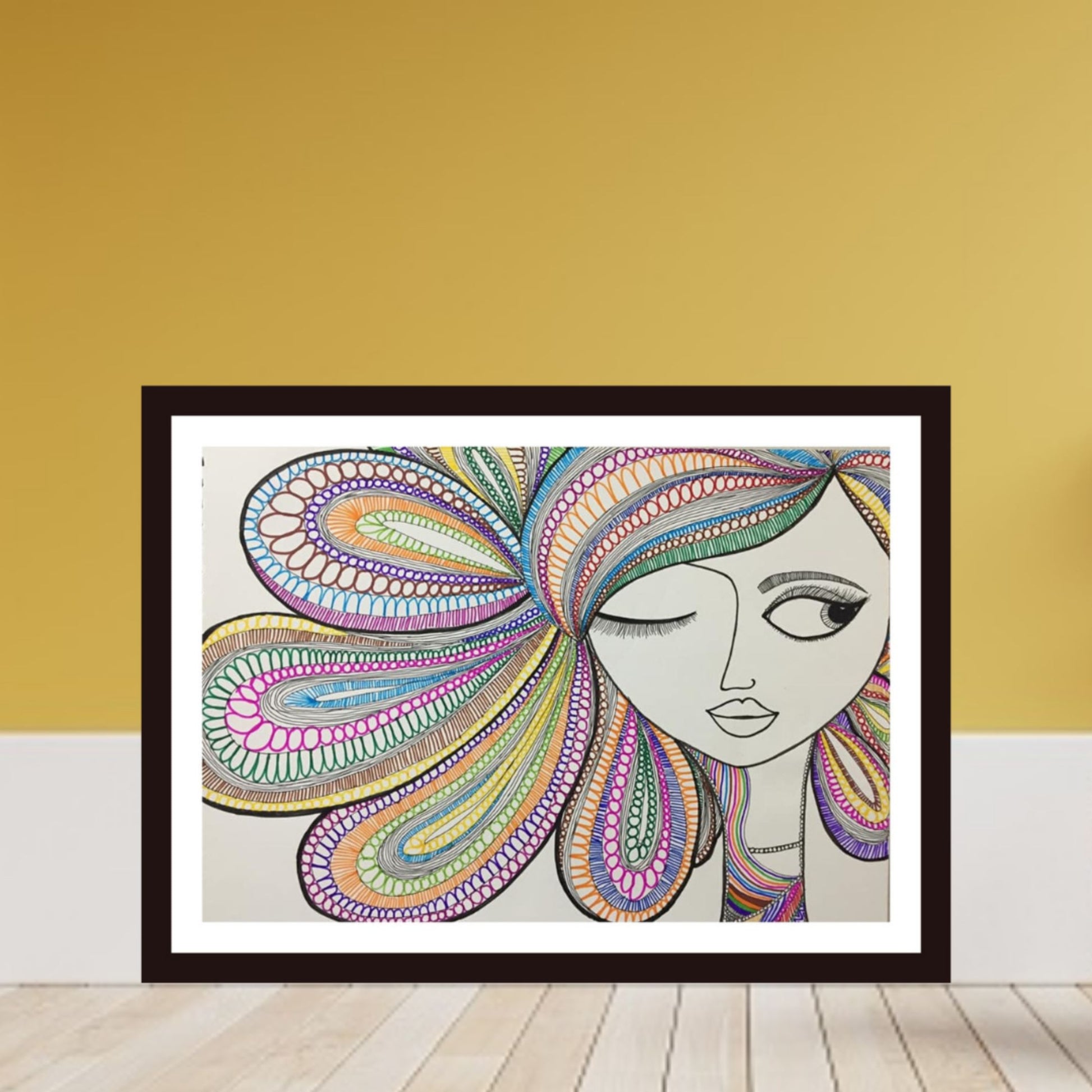 mandala art Wink Lady painting