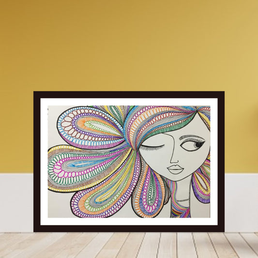 mandala art Wink Lady painting
