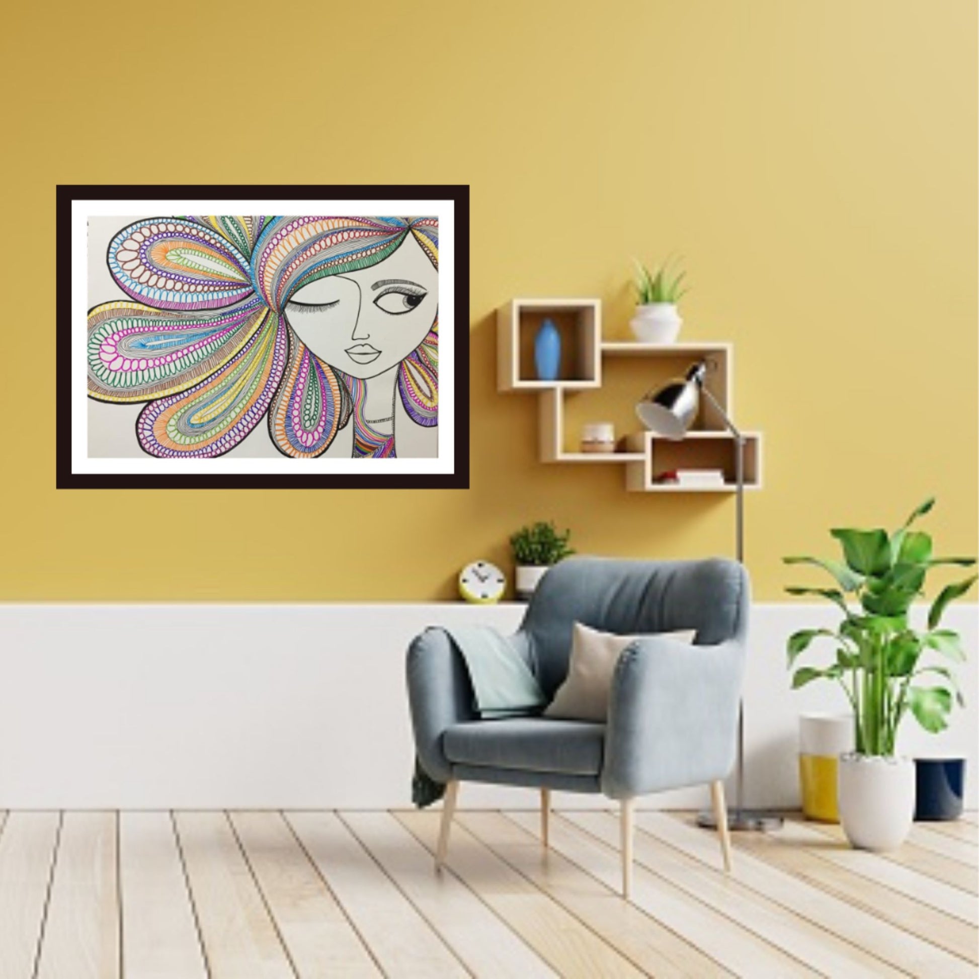 mandala art Wink Lady painting