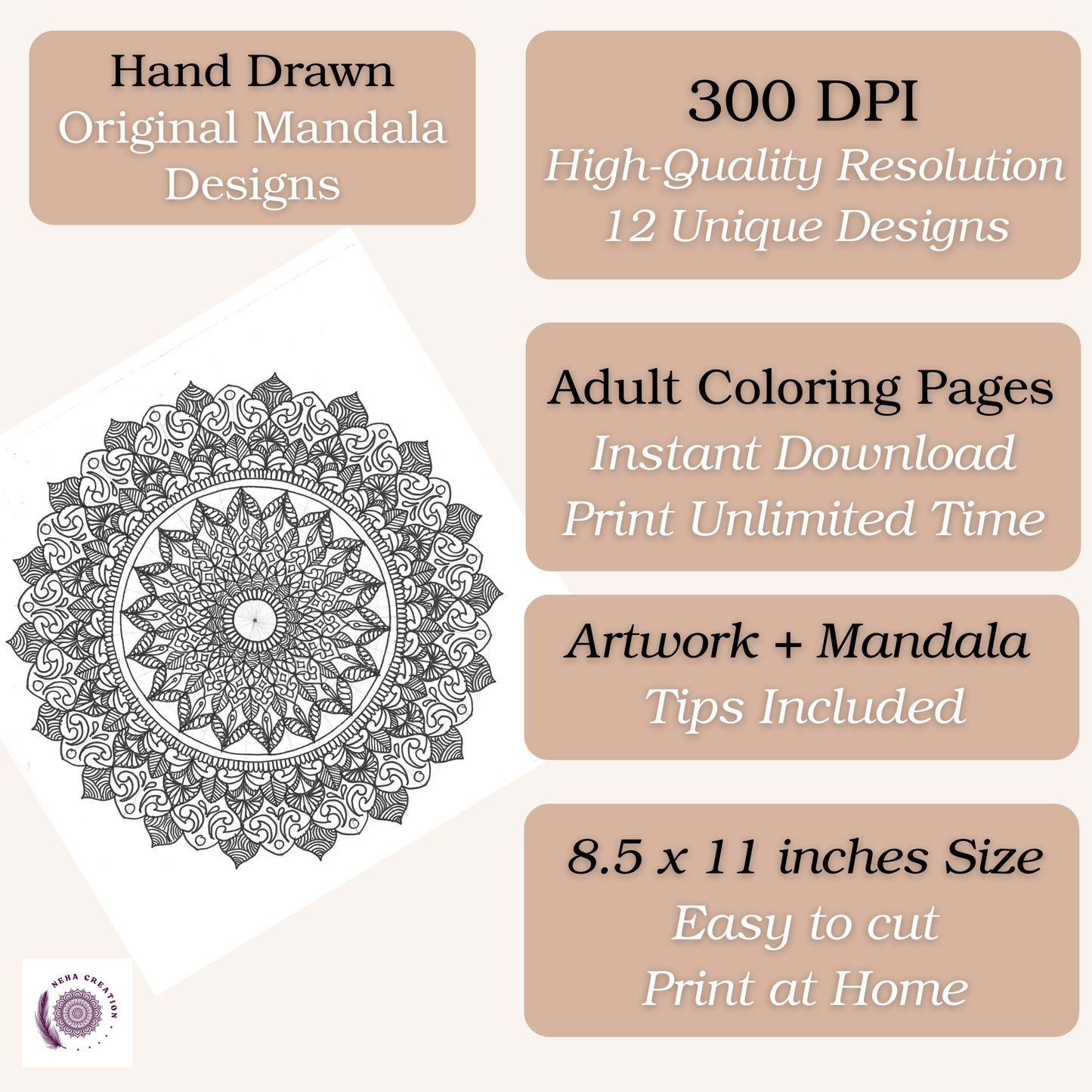 Adult Mandala Coloring Pages Printable – Series 1 (Beginner Friendly)