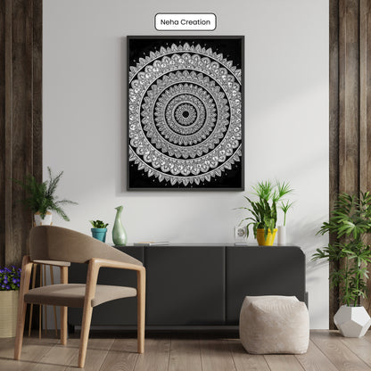 Black & White Beauty intricate mandala