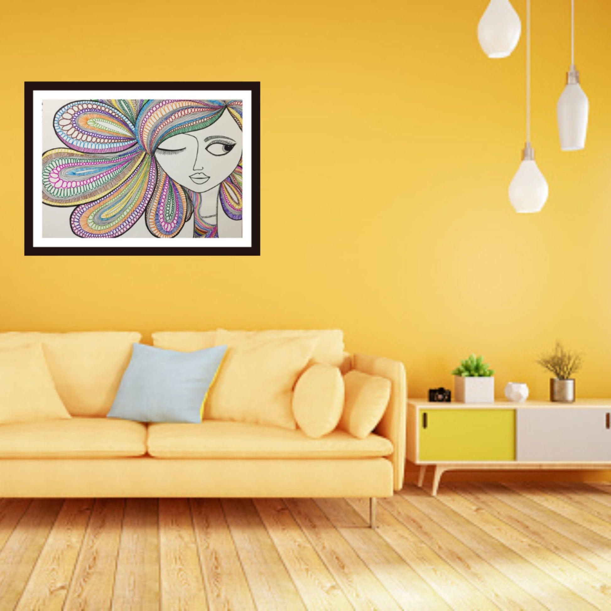 mandala art Wink Lady painting