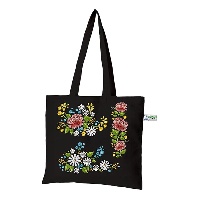 VantageKart Black Cotton Plain Tote Shopping Bags