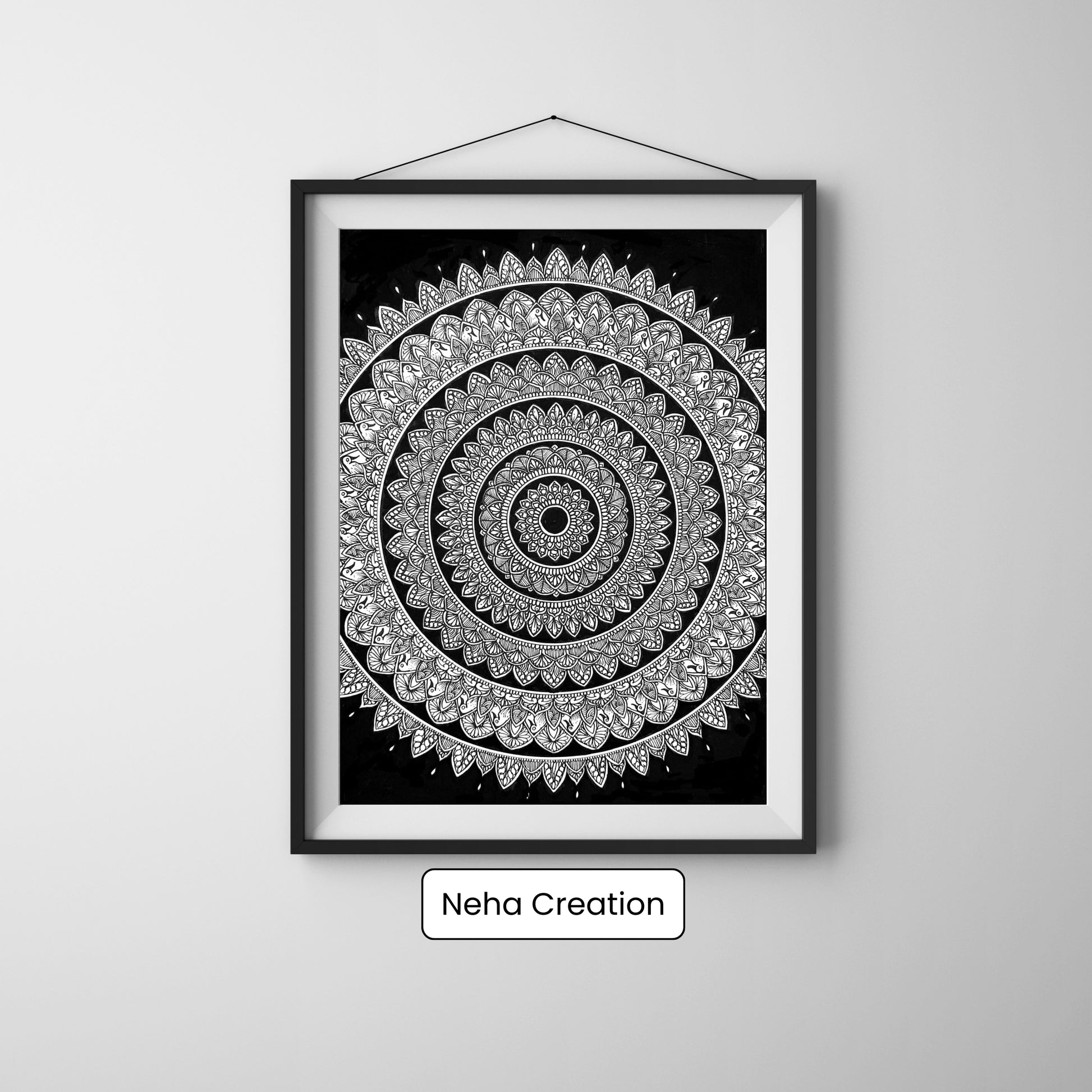 Black & White Beauty intricate mandala