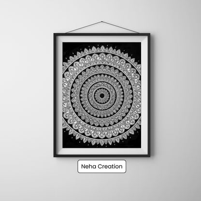Black & White Beauty intricate mandala