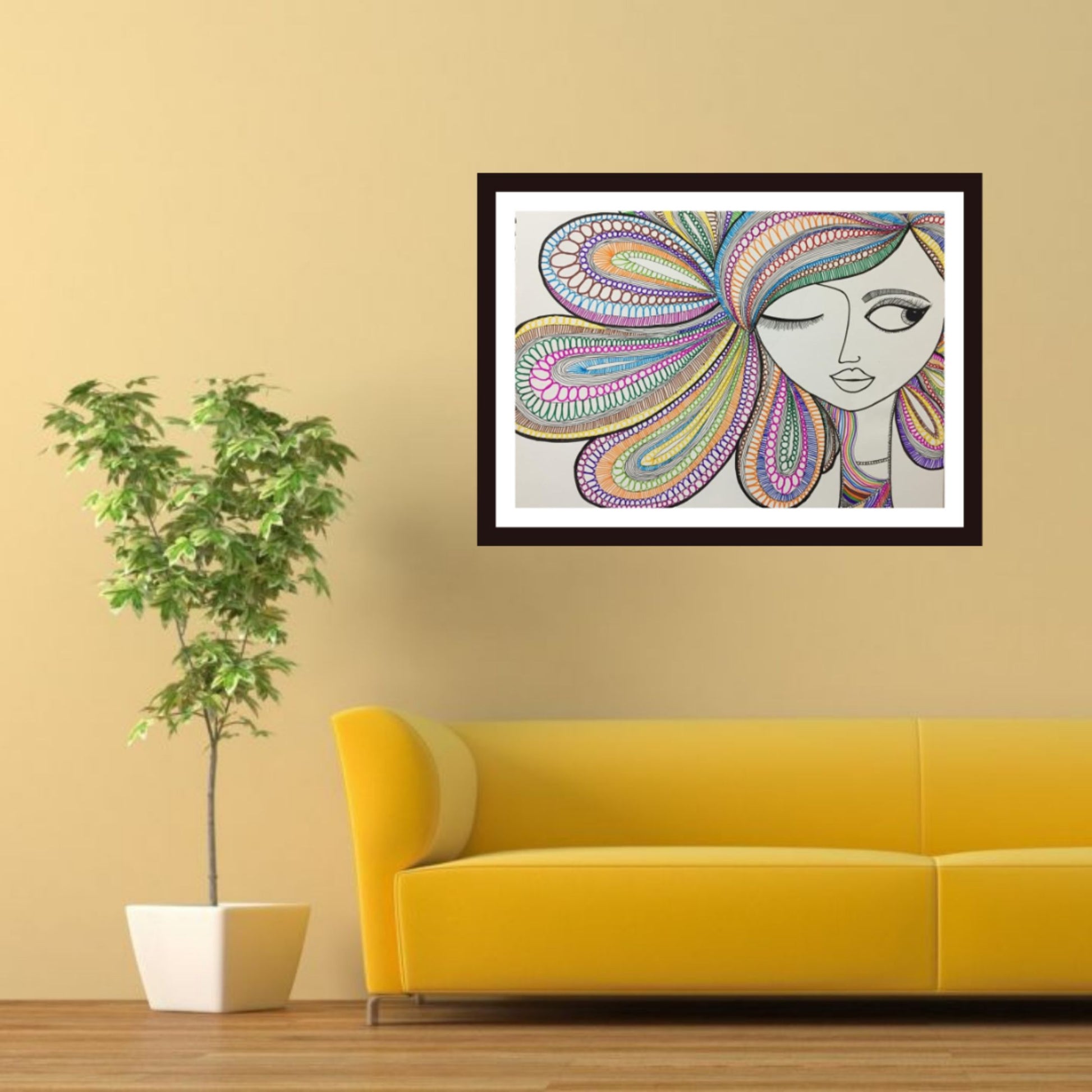 mandala art Wink Lady painting