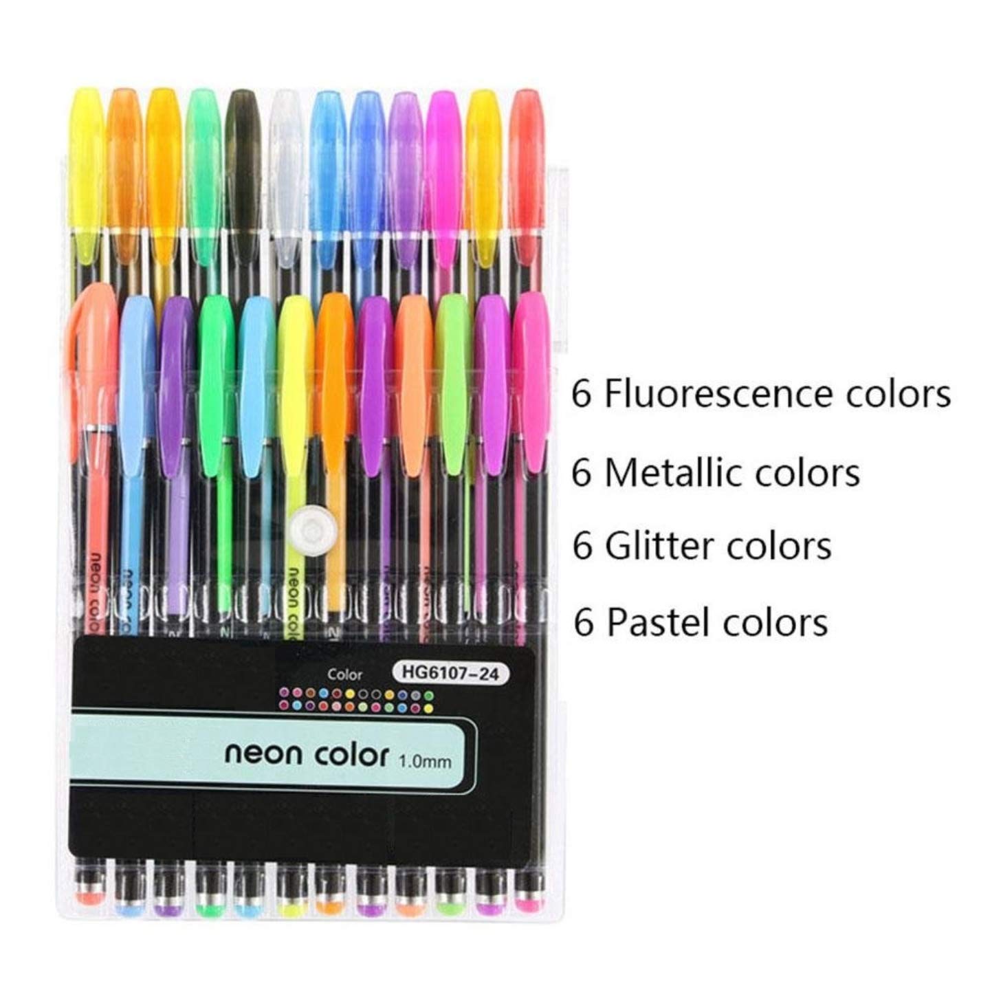 Set Of 24 Neon Fine Gel Pens