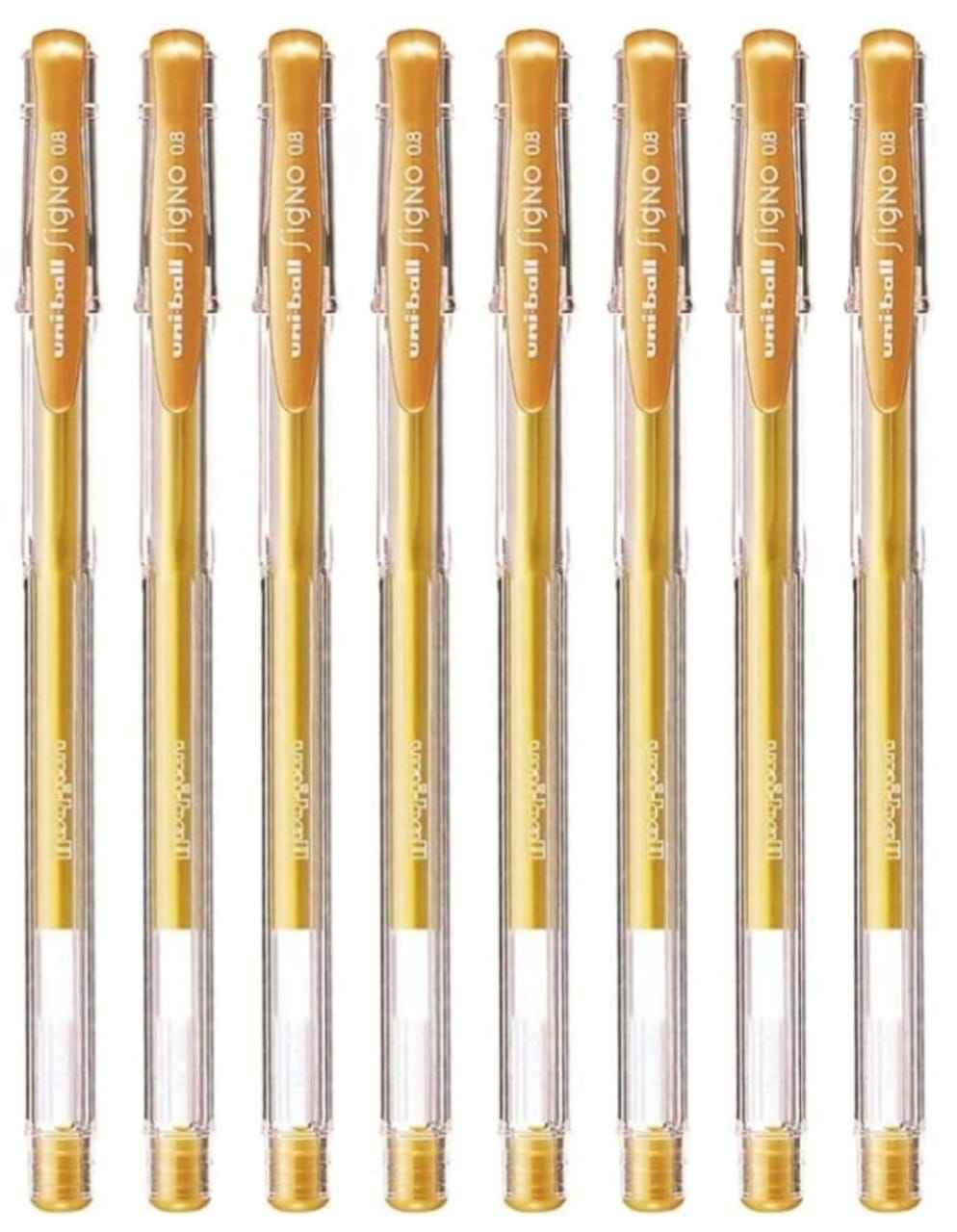 Uniball Golden Acrylic Pen | Gold Ink, Fine Point, Transparent Barrel ...