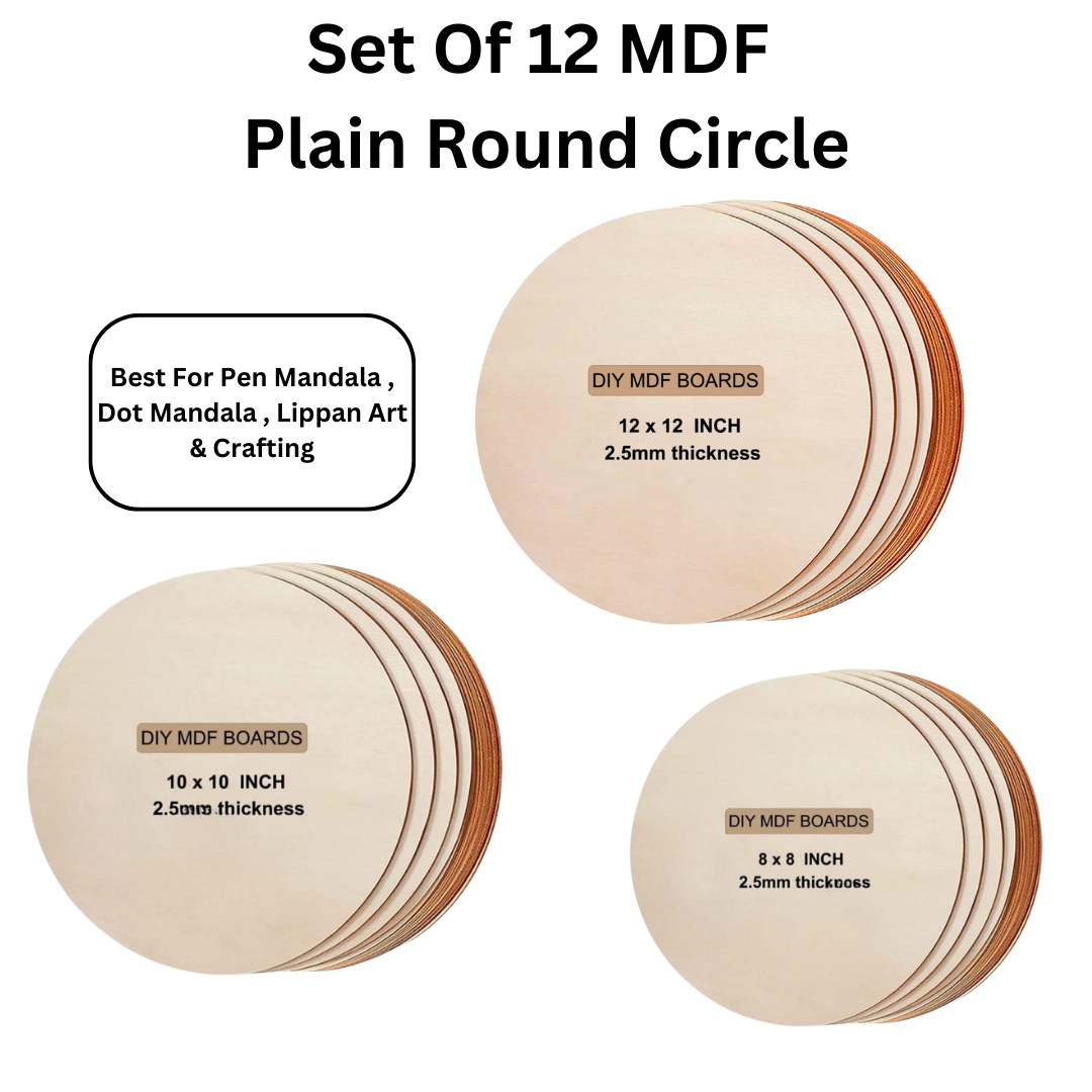 Buy MDF Round Circle Combo Set of 12 for Mandala & Resin Art – Neha ...