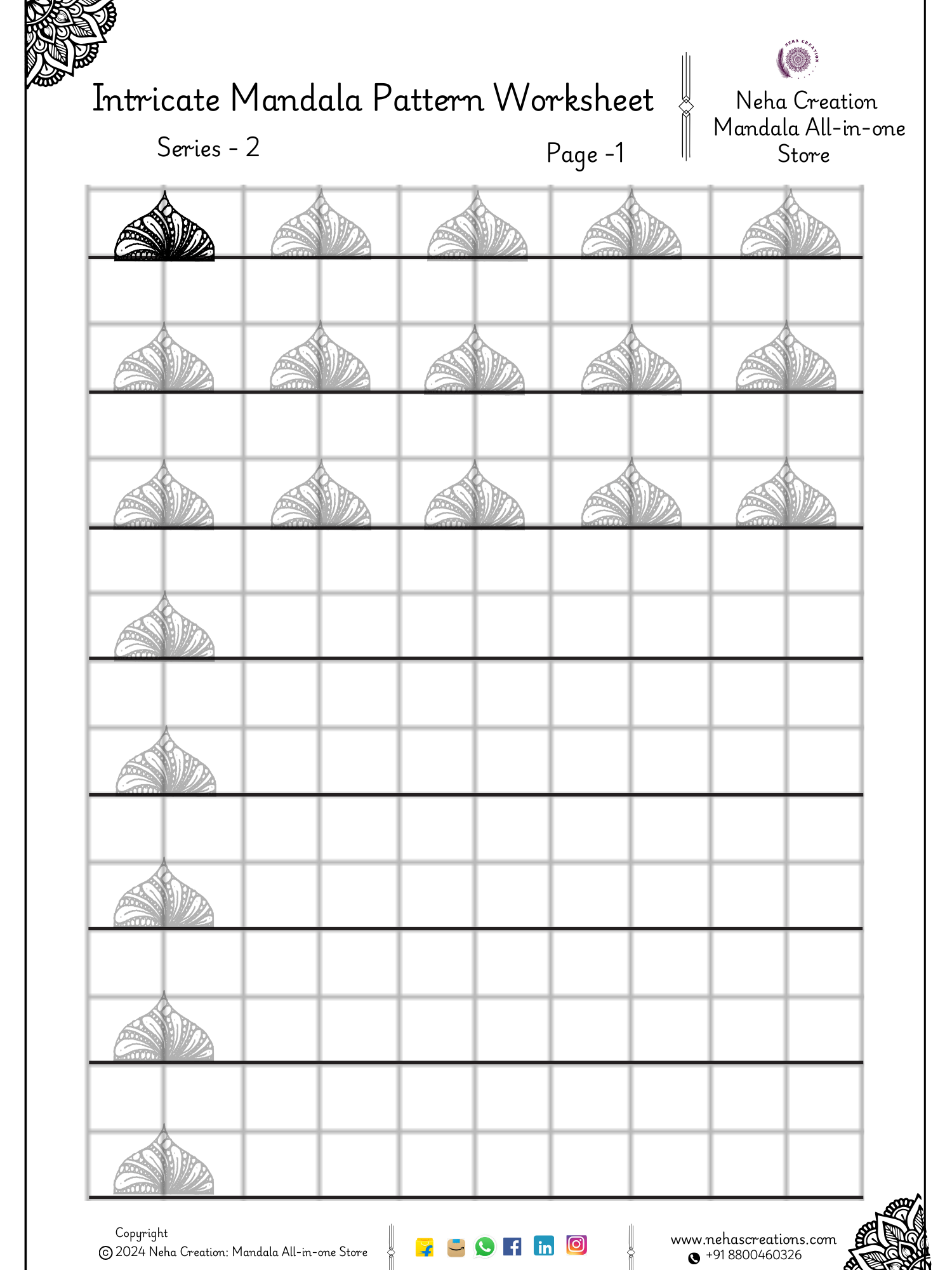 intricate mandala worksheet bundle pdf (series 1+2) – neha